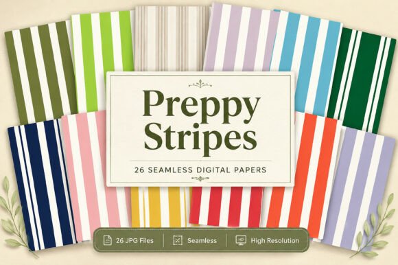 Download Preppy Stripes Pattern Digital Bundle - Stripes Collection